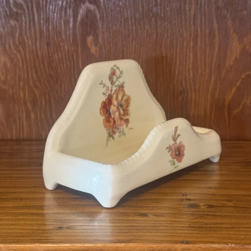 Vintage Floral Ceramic Soap Dish Holder Athena California Bathroom Decor